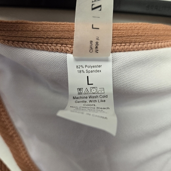 Zaful Bandeau 2 piece Ribbed Bikini Set Orange Salmon L - Picture 8 of 9